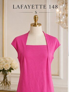 Lafayette 148 New York Pink Draped Knit Top Size S